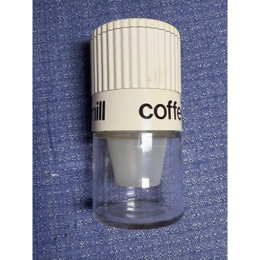 Vintage Gemco‎ Burr Coffee Grinder Manual Hand Crank Glass Jar Cream Coffee Mill